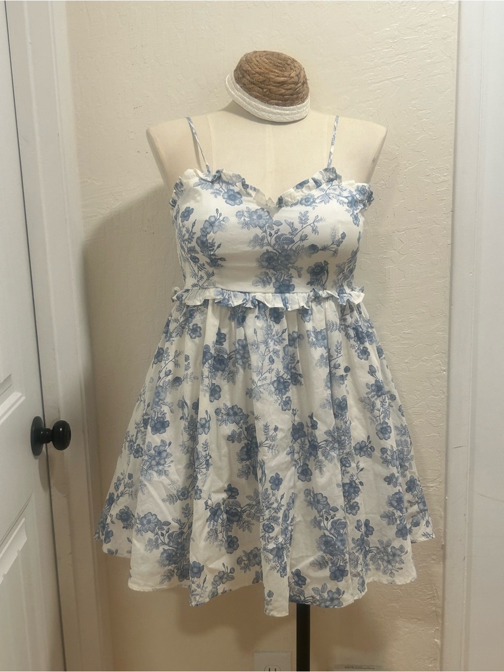 Altar'd State Blue Floral Sundress with ruffles